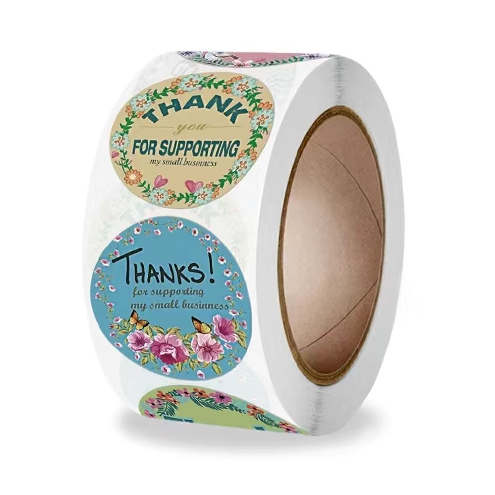 500pcs1‎ Roll Thank You Stickers For Small Business Circle Flower Bunch
